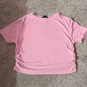 Streetwear Society Pink Short Sleeve Ruched Top